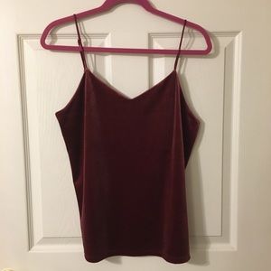 Dark red velvet tank top